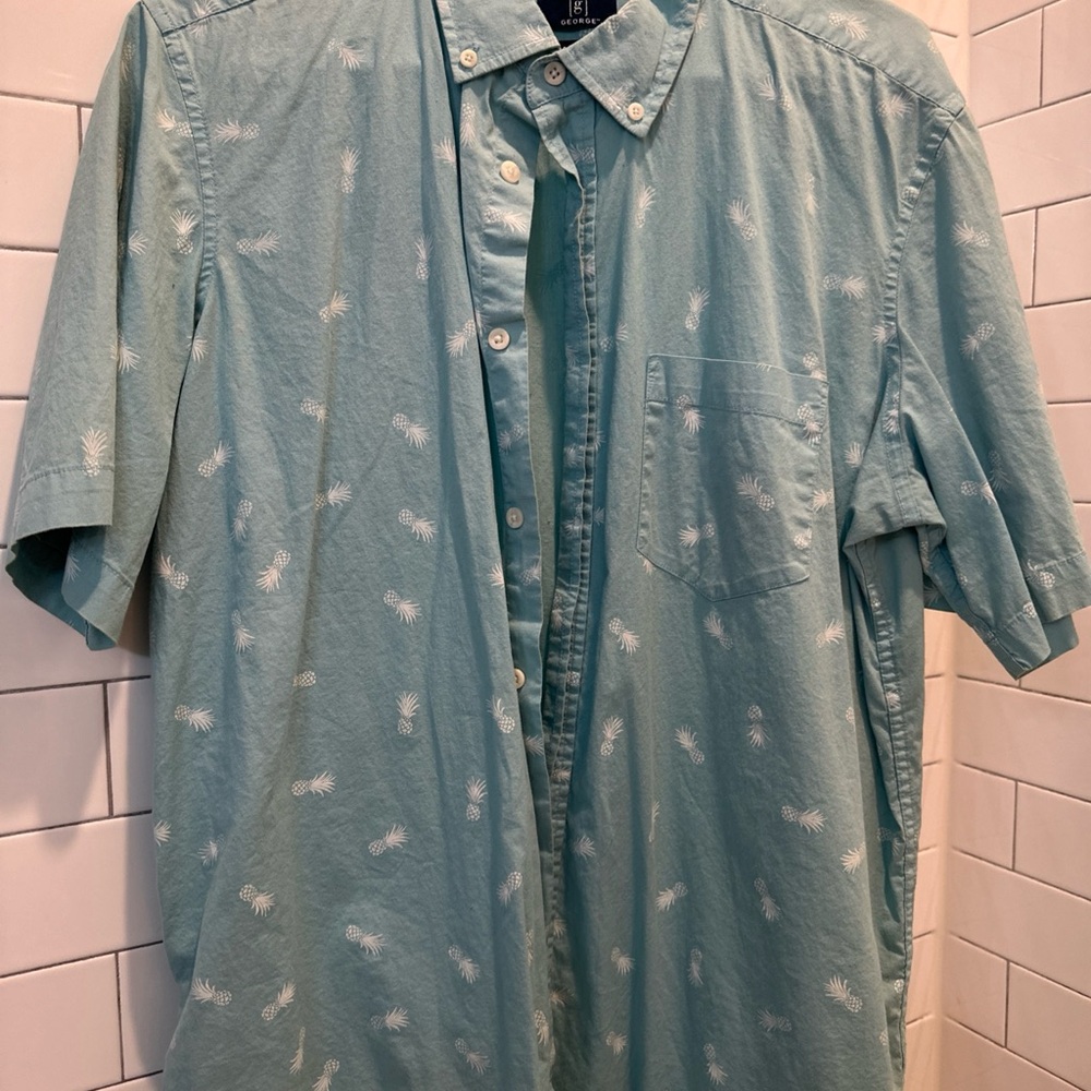 George Blue Casual Button Down Shirt
